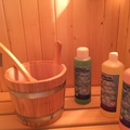 Cubo y caso de madera, productos para sauna