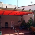 pergola madera y  toldo corredero