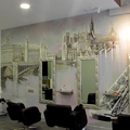 Decoración mural en peluquería.