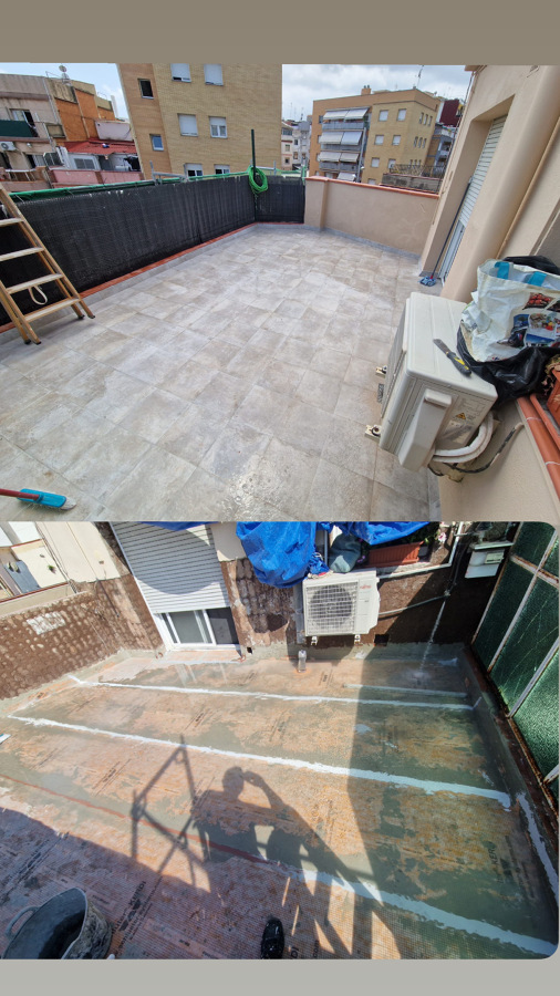 Terrado remodelado antes y después