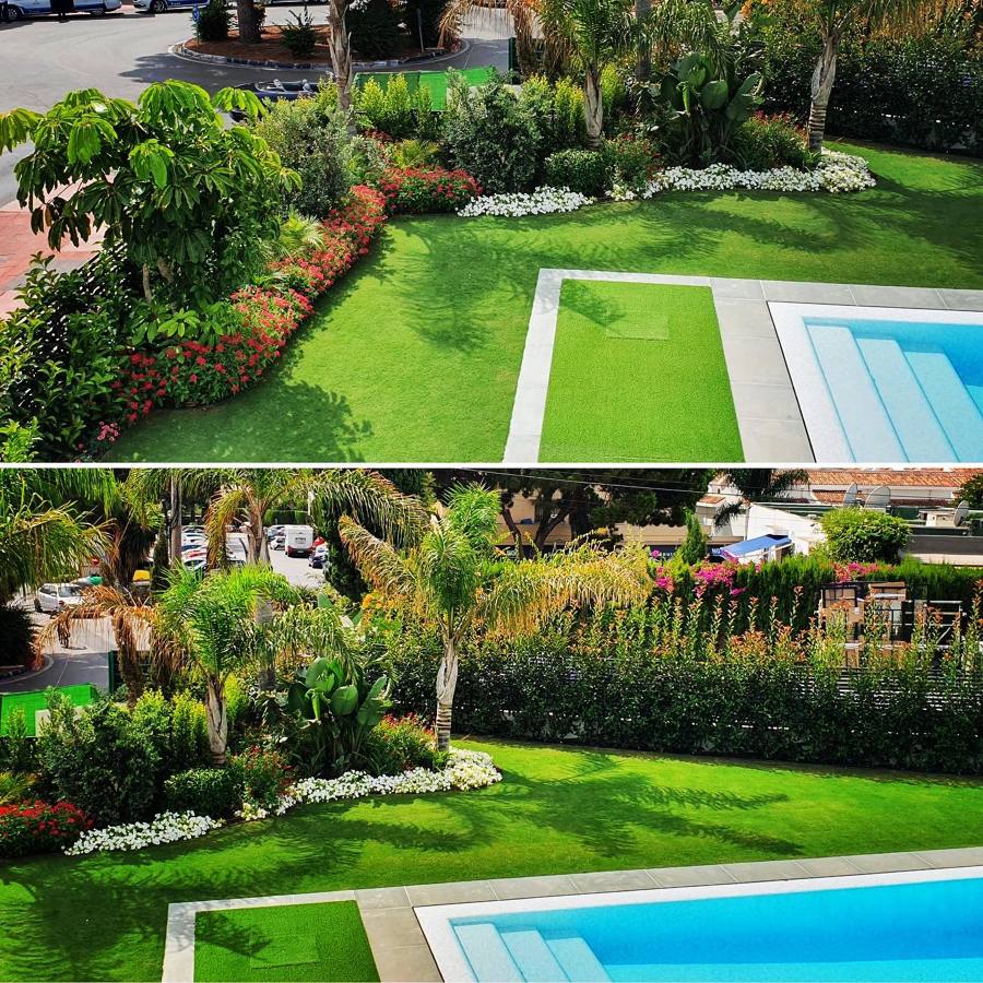 Jardín y piscina