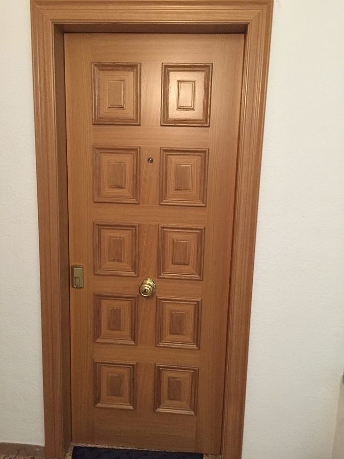 Puerta blindada 10 plafones roble escudo Disec Magnetico