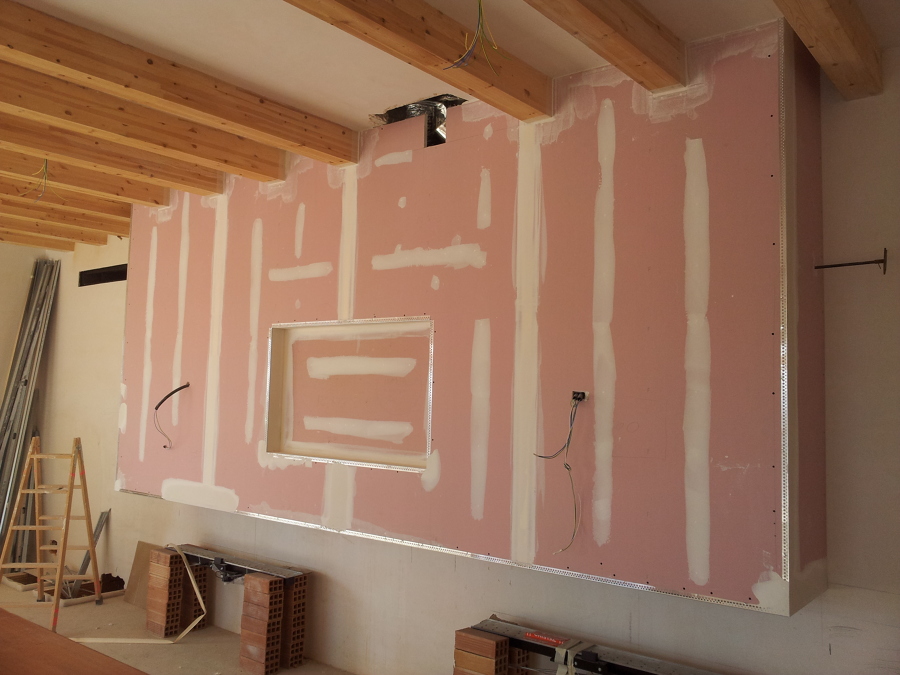 campana de dos chimeneas con nicho para tv