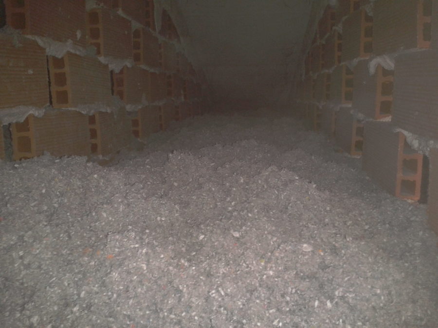 Aislamiento proyectado a granel en cubierta palomeros, Getafe