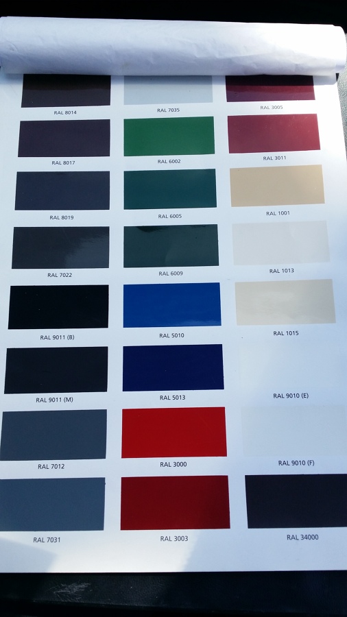 Tabla de colores ral.