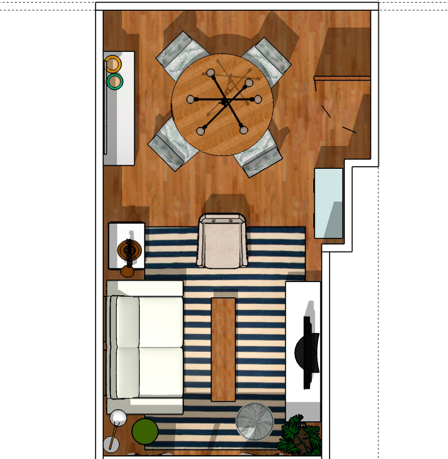 Amueblamiento y disctribución salón