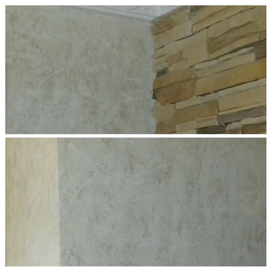 Alisado de paredes y pintura con efecto tierra.