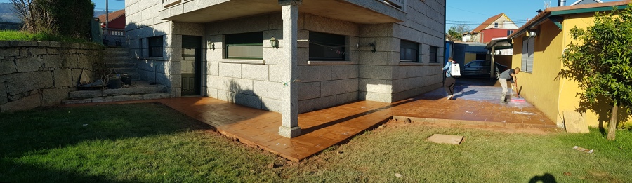 Hormigon Impreso tipo Piedra Inglesa despues de aplicacion de resina