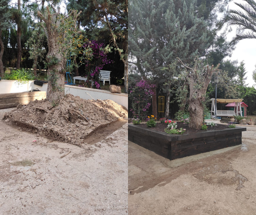 Instalación de cerca de madera oscura
