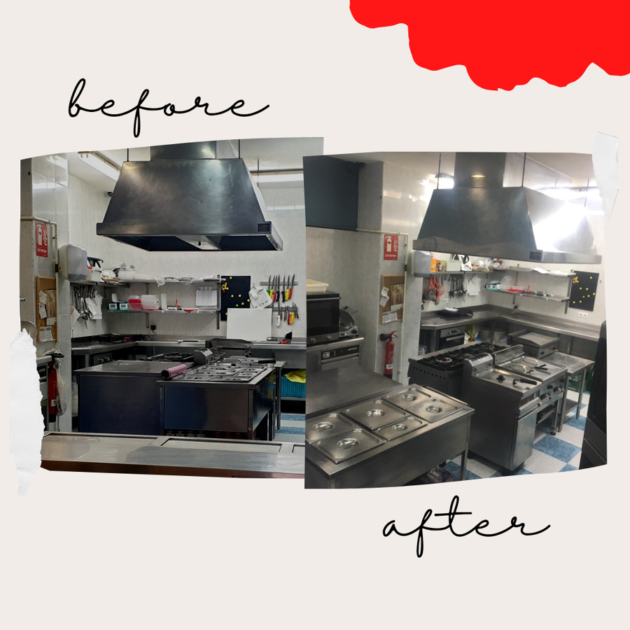 antes y después cocina industrial