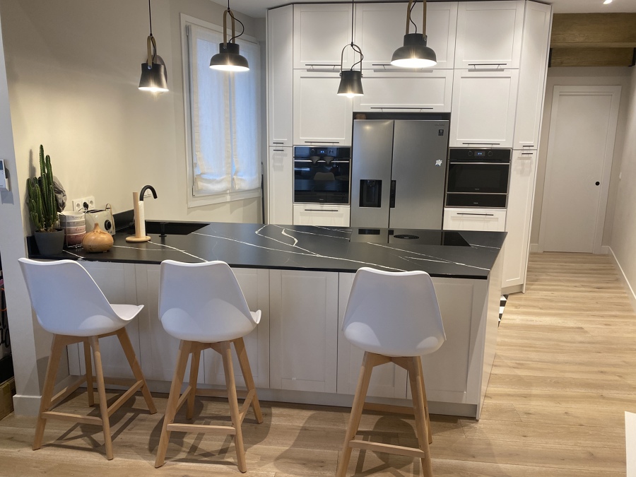 cocina roble patina lacada