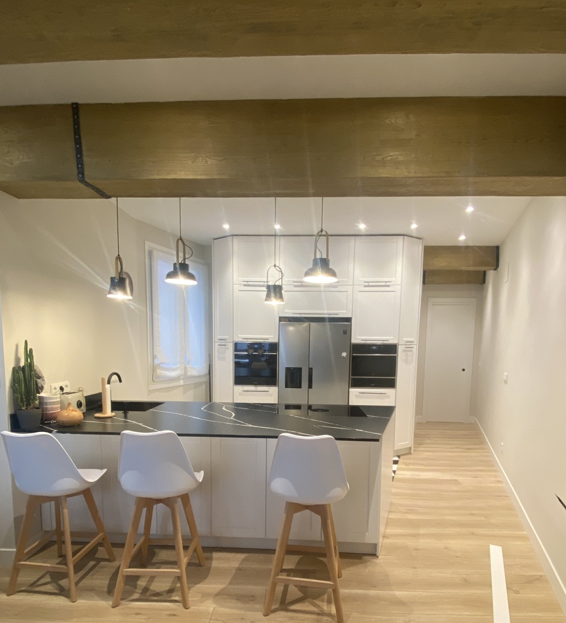 cocina roble patina lacada