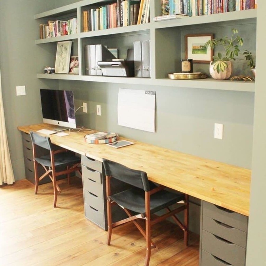 Escritorio Lacado y Chapa  de Madera Natural