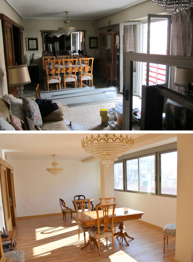 Antes y después salón vivienda