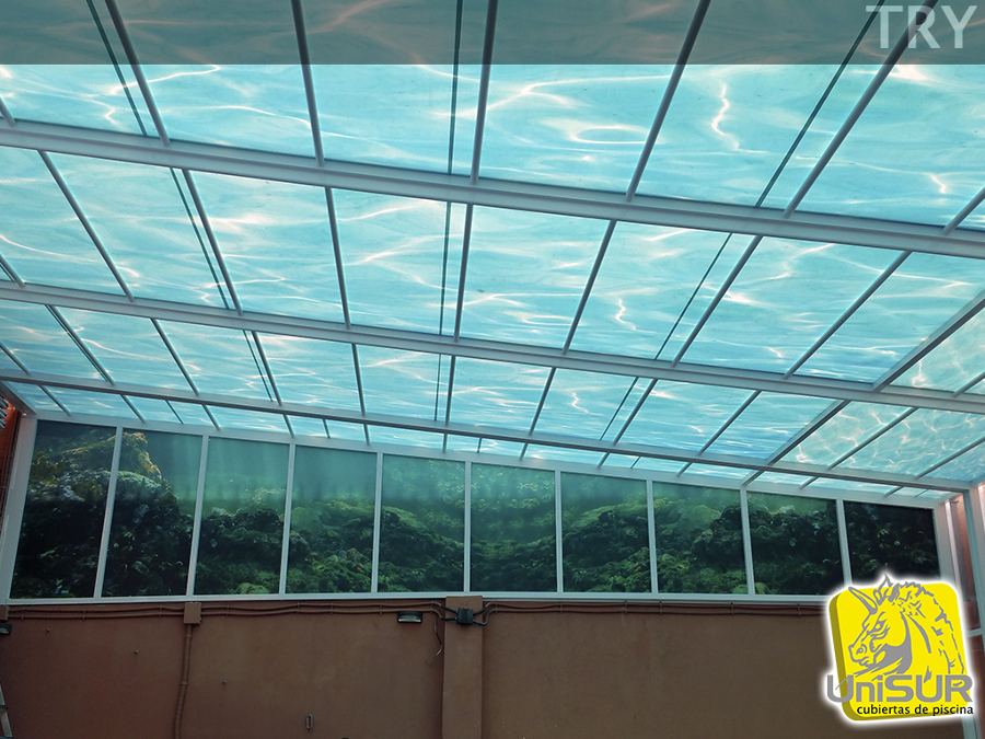 Cubierta de piscina modelo Try adosada