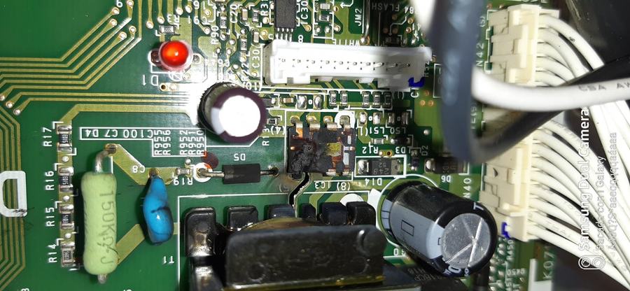 placa quemada y reparacion de ella