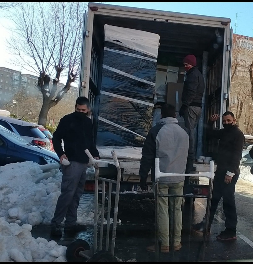 Mudanza con nevada en Madrid