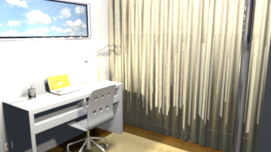 Diseño en 3D de decoración para la apertura de un ventanal.