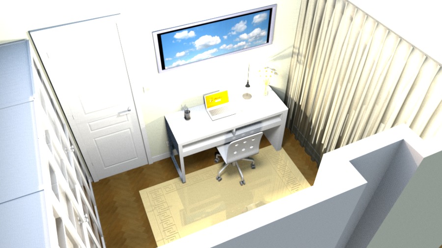 Diseño en 3D de decoración para la apertura de un ventanal.