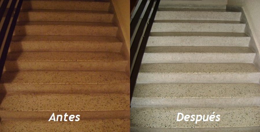 Abrillantemiento de escalera de terrazo