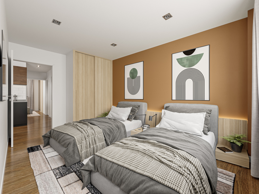 Diseño 3D para interiores de un piso