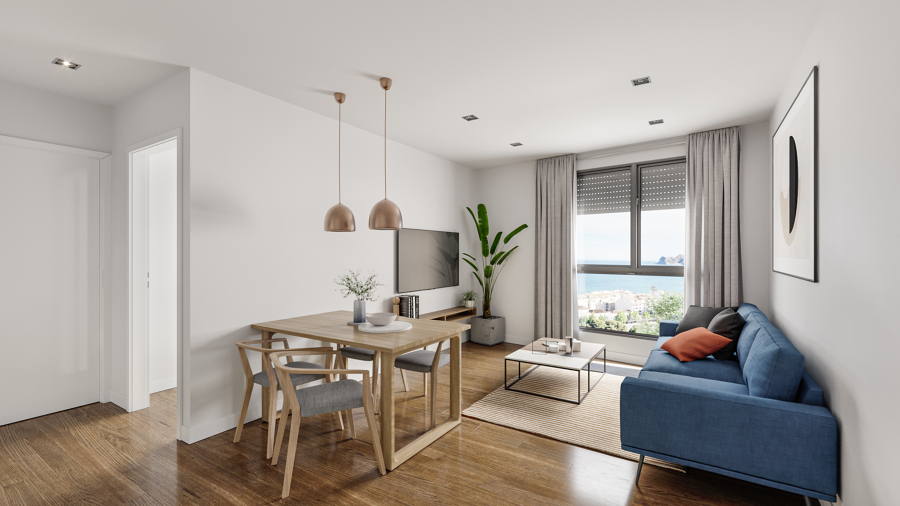 Diseño 3D para interiores de un piso