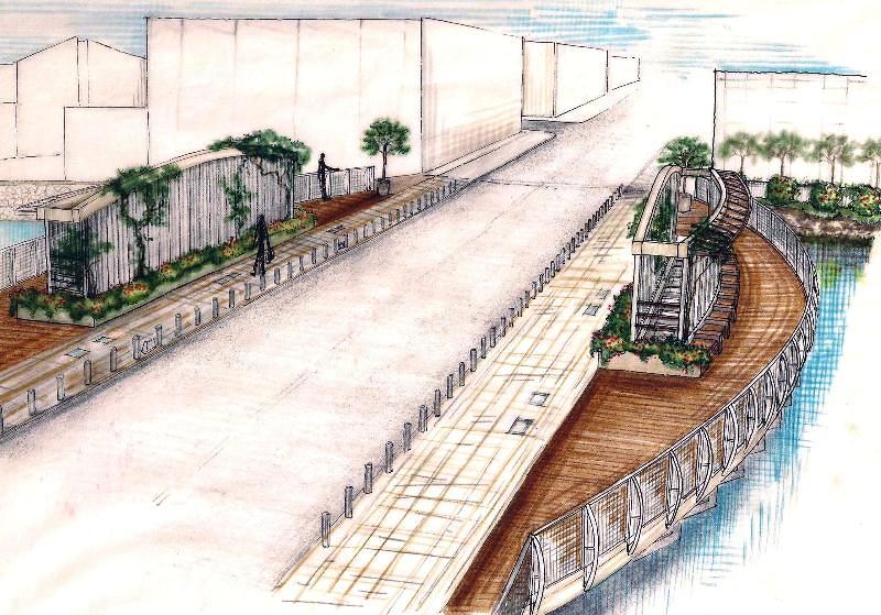 Ampliación lateral de puente para pasarela peatonal