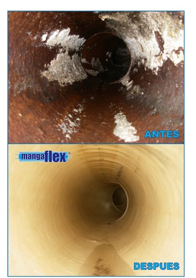 antes y después rehabilitación de tubería sin obra