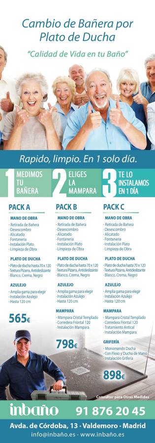 Inbaño cambio de Bañera por Plato de Ducha. 565 €