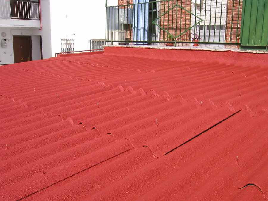 APLICACION DE CORCHO PROYECTADO SOBRE TEJADO DE URALITA