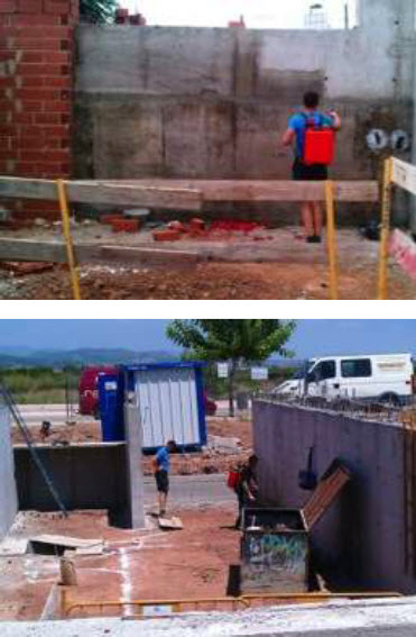 Aplicación en muros perimetrales de vivienda unifamiliar.