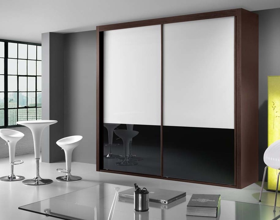 armario correderas cristal blanco y negro