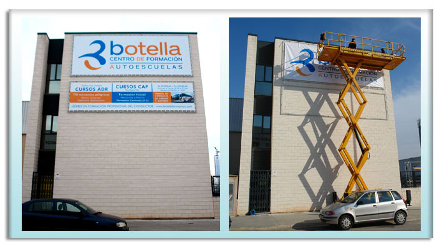 Autoescuela Botella fachada con lona