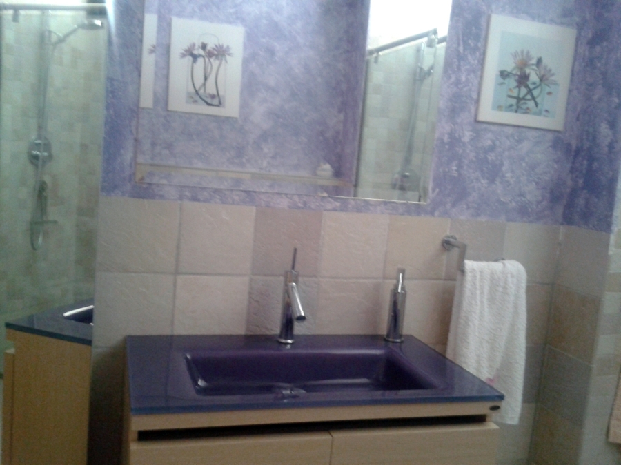 Baño mitad cermica mitad pintura.