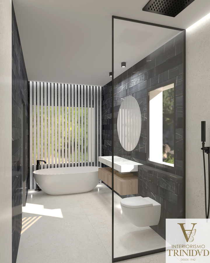 Diseño Baño negro y blanco