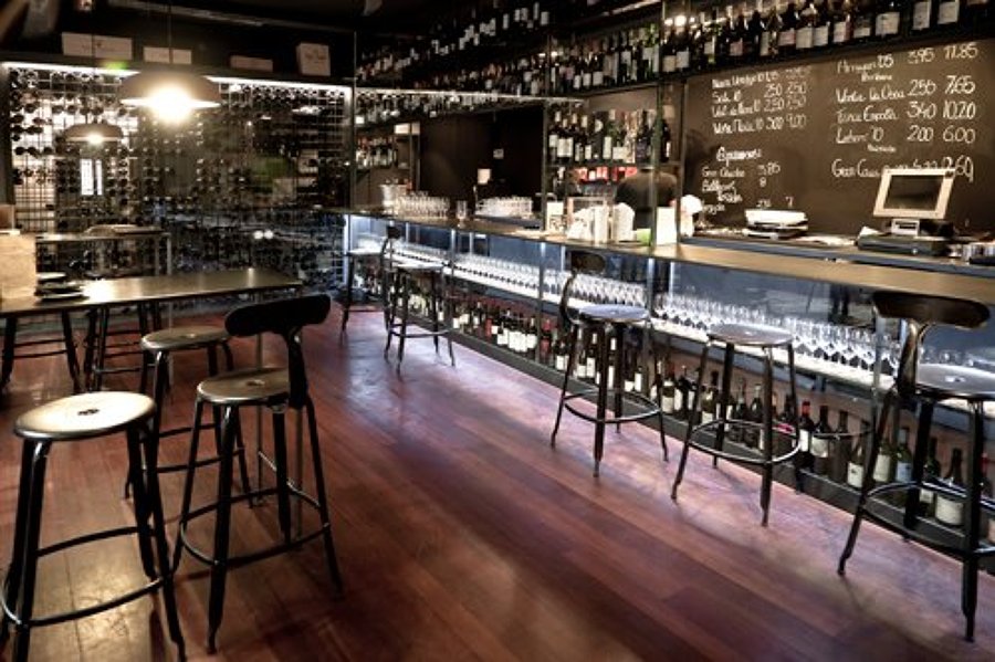 Barras, estanterías, botelleros, mesas, sillas, etc