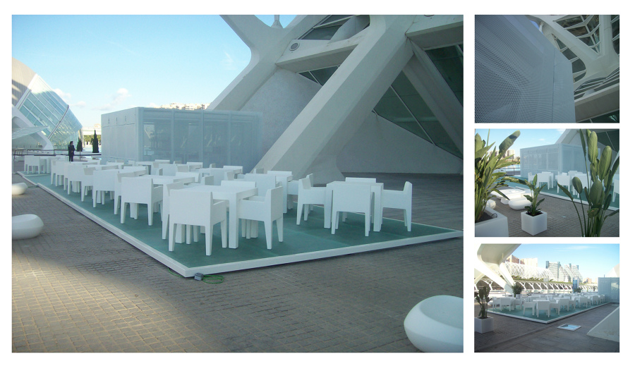 Cafetería exterior en Ciudad de las Artes