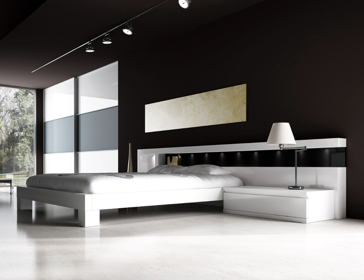 Capçal Area amb leds lacat blanc mate/negre mate