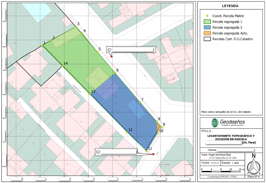 División de parcela sobre plano catastral