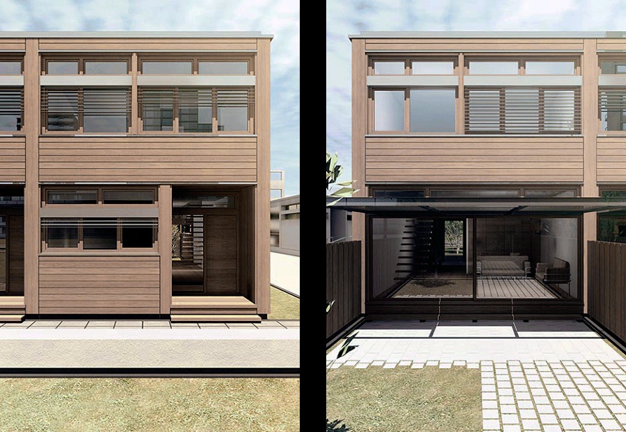 Casas ecológicas en hilera