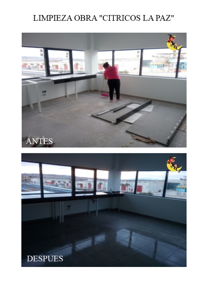 Antes y despues en Obra oficinas
