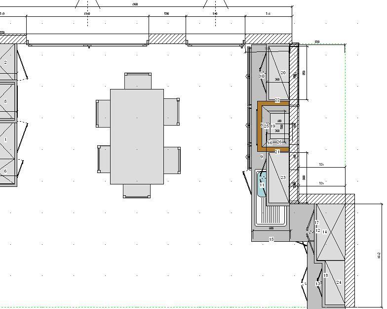 Cocina rustica plano vista planta