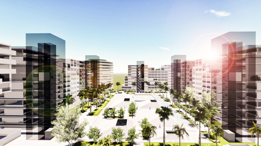 Complejo residencial y centro comercial