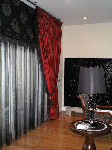 Cortina seda y estor con pluma