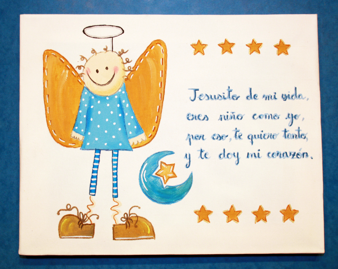Cuadro infantil pintado a mano de jesusito de mi vida
