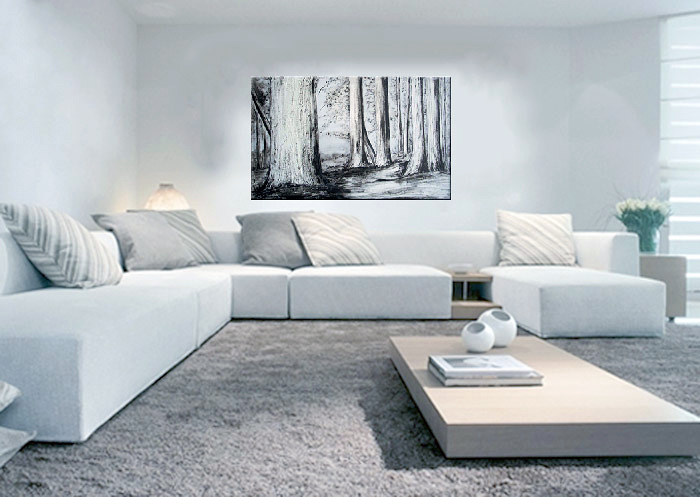 Cuadro paisaje en blanco y negro