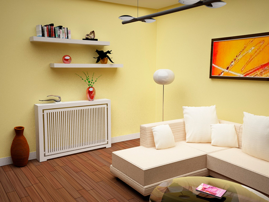 Cubreradiador y estantes lacados