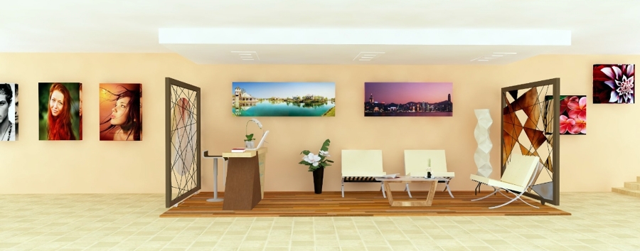 Decoración zona atención al cliente para centro fotográfico