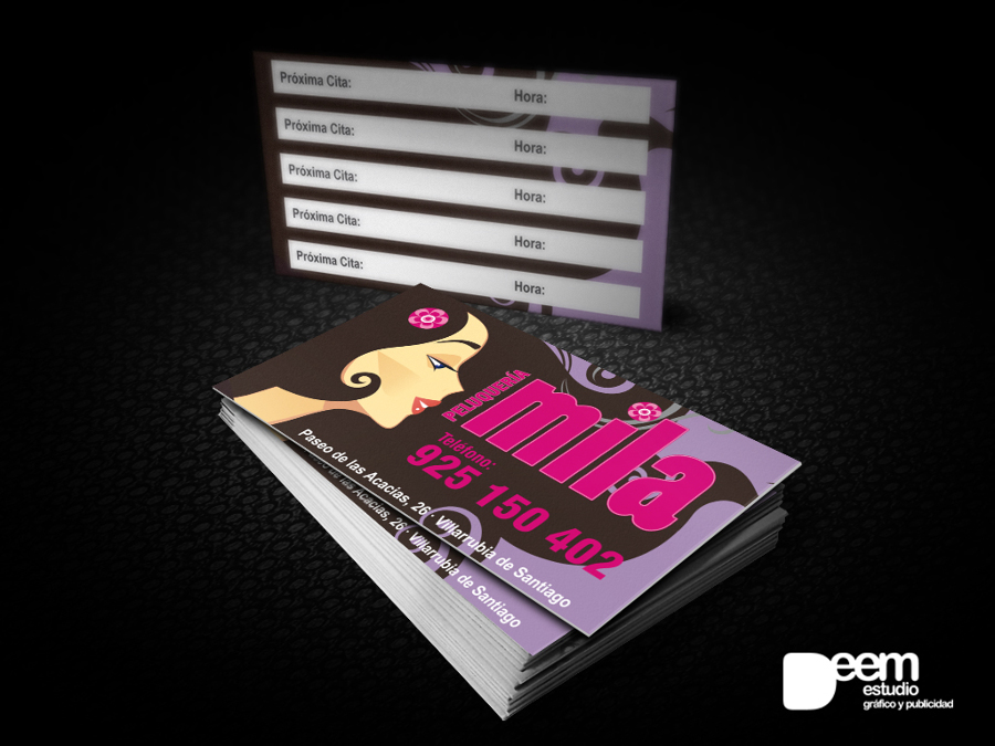 DEEM ESTUDIO GRÁFICO Y PUBLICIDAD - TARJETAS DE VISITA-CITAS PELUQUERÍA MILA
