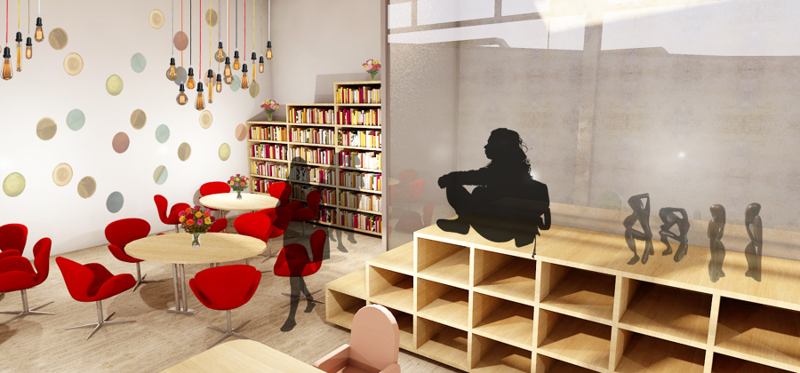 Diseño interior de biblioteca
